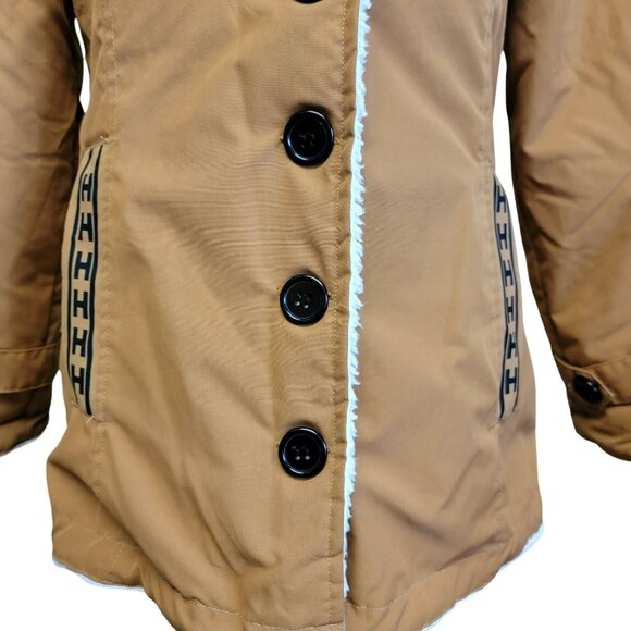 Brown Faux Sherpa Lined Coat Juniors Sz XL Button Front Jacket Boho Bohemian - Picture 3 of 9